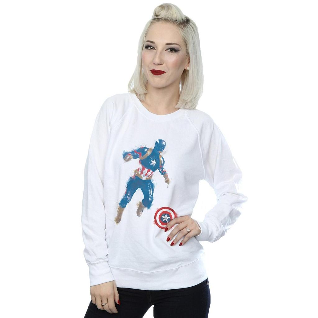 Marvel Womens/Ladies Avengers Endgame Painted Captain America Sweatshirt
