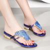 Rhinestone Flat New Comfort Summer Sandals Female Leather Diamond-studded Herringbone Low Heel Beach Fashion Slippers