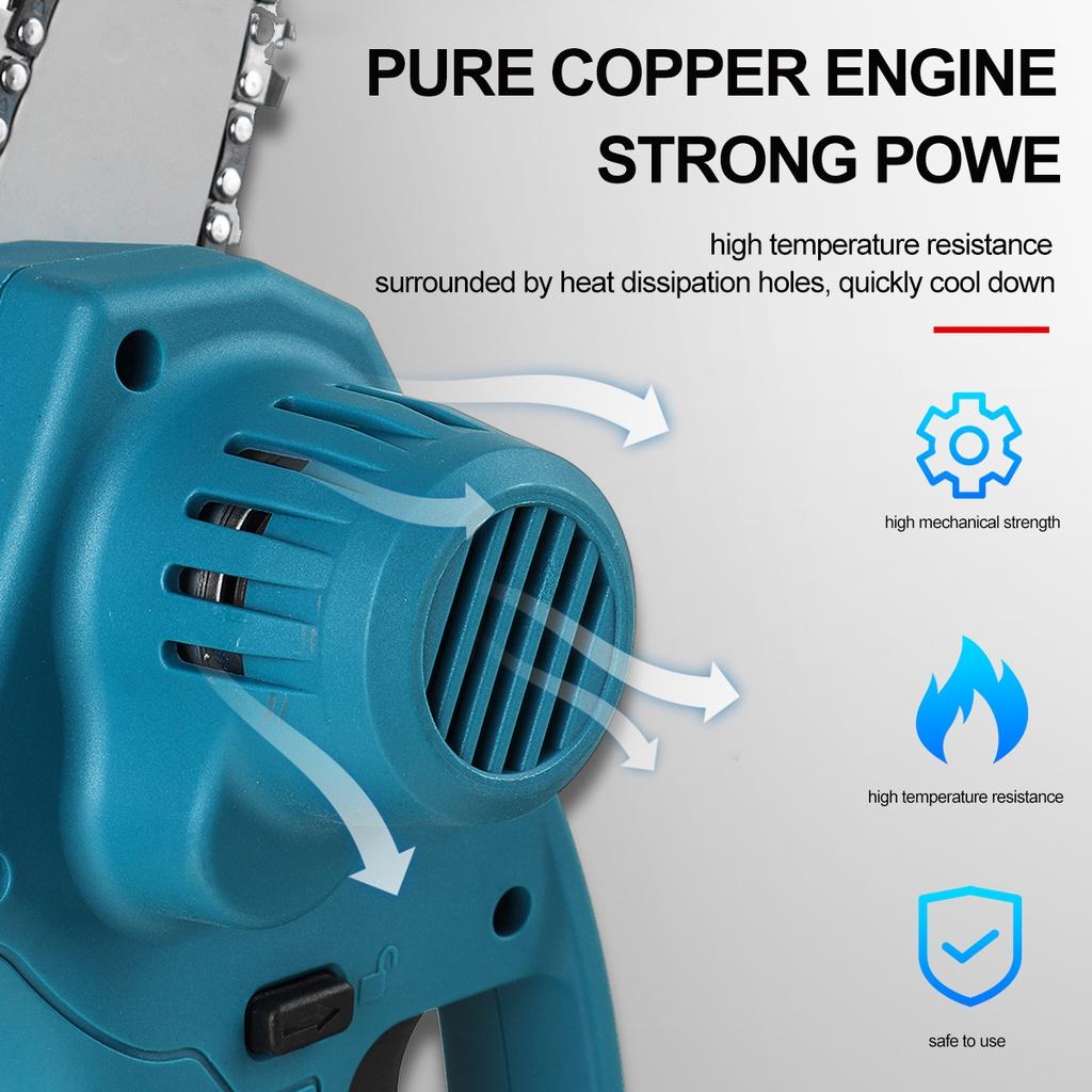 4-дюймовая электрическая портативная мини-аккумуляторная ручная цепная пила для обрезки веток и резки дерева с 1/2 аккумуляторами