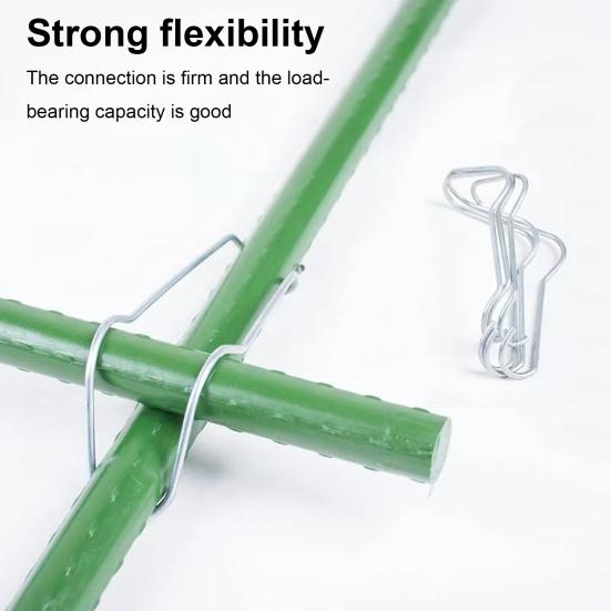 50 Pcs Steel Wire Connecting Buckles for Bamboo Canes Reusable Trellis Clips Pipe Connectors Garden Clips for Plants Support Gardening