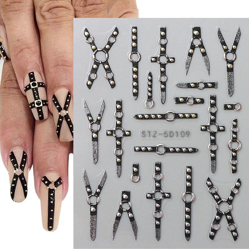 1 лист Y2K выгравированные летние маникюрные наклейки на ногти насекомые божья коровка цветок 5D самоклеящиеся украшения для ногтей