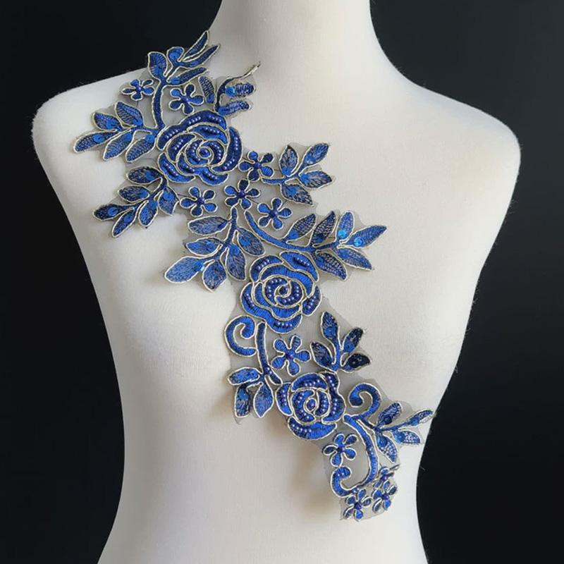 1 пара вышитых наклеек, аксессуары для одежды, кружево для отделки свадебного платья, 16*36 см, швейная аппликация