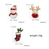 3pcs/set Christmas Brooch Set Elf Snowman Stocking Enamel Rhinestone Party Gift