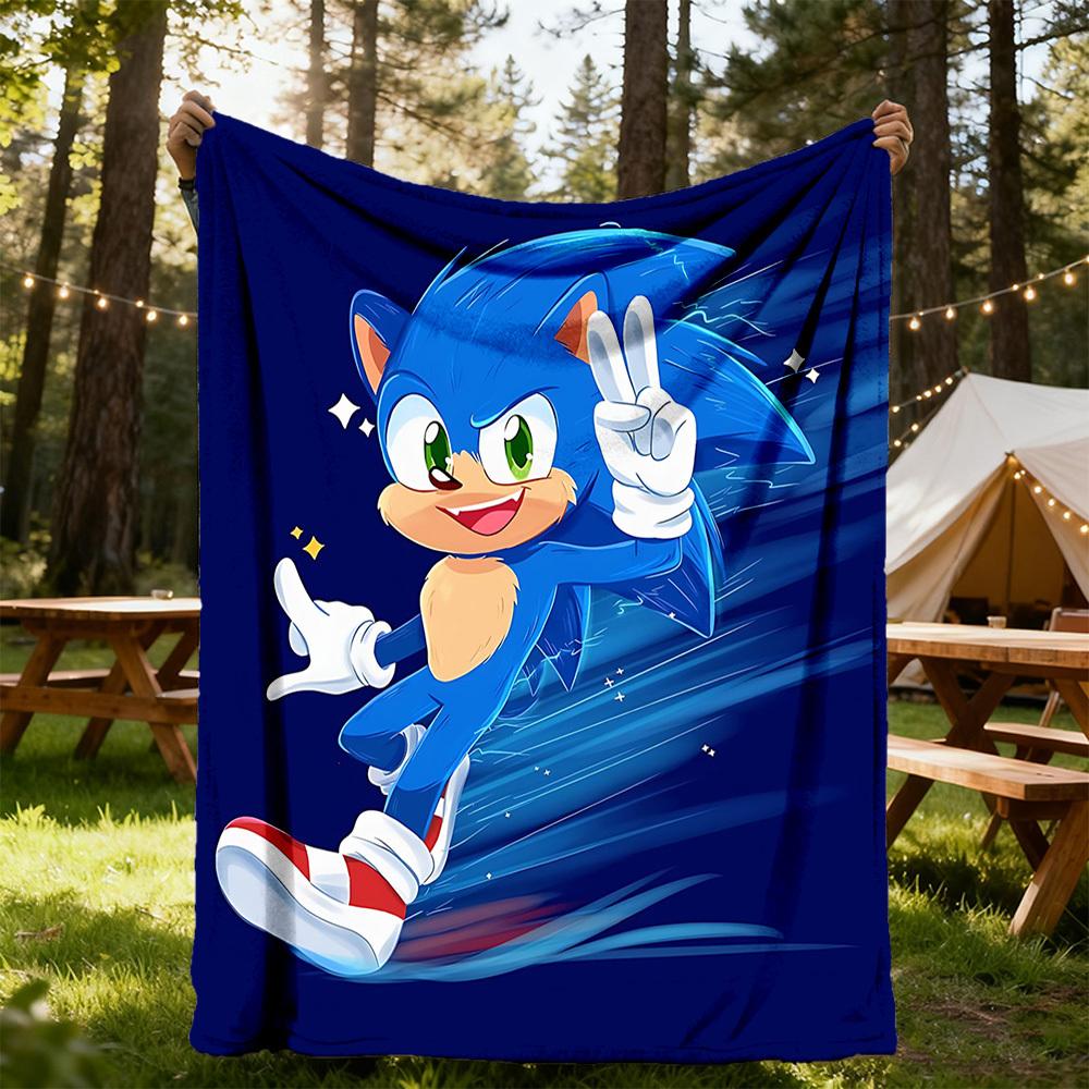 1 шт. Sonic Speed Всесезонный комфорт, уличный фланелевый плед - Мягкий, теплый и уютный для дневного сна, кемпинга и путешествий 040