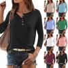 Shirts For Women Tees Blouses 3/4 Sleeve Casual Basic Button Tops Pullover Spring