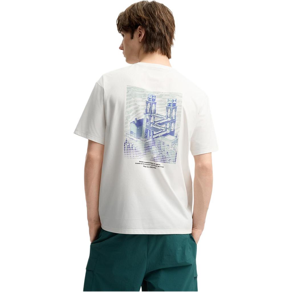 Fila X M.C.. ESCHER Серия Heritage Простая модная трикотажная футболка с коротким рукавом Мужские топы F11M538129F-WT