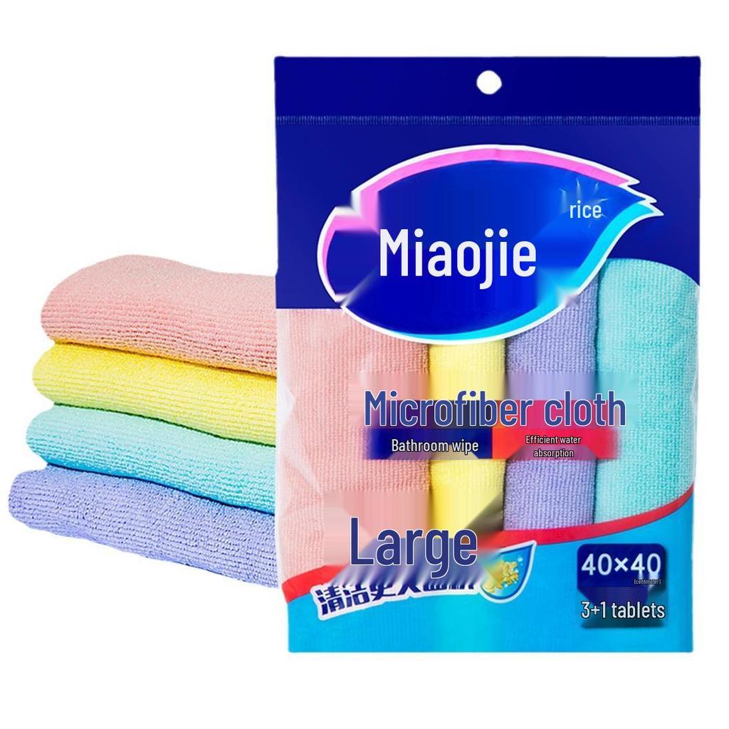 Miaojie 40x40 см Салфетка для уборки из микрофибры, 3+1 шт. в упаковке, Большой размер, Высокая влагопоглощаемость, Тонкое волокно