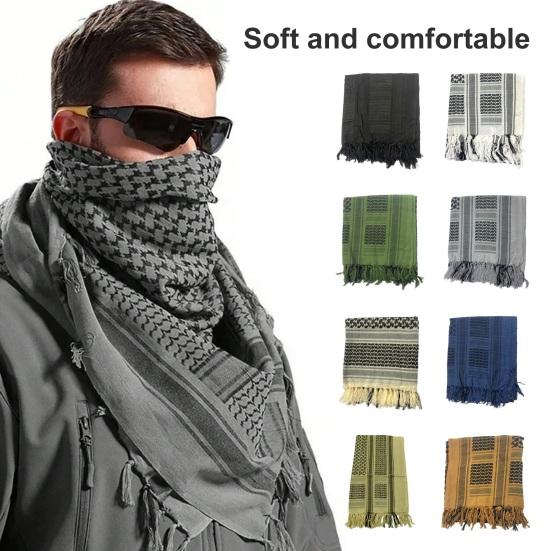 Plaid Print Shawl with Fringed Edges Jacquard Sun Sand Wind Protection Ethnic Style Scarf Men Women Outdoor Shawl