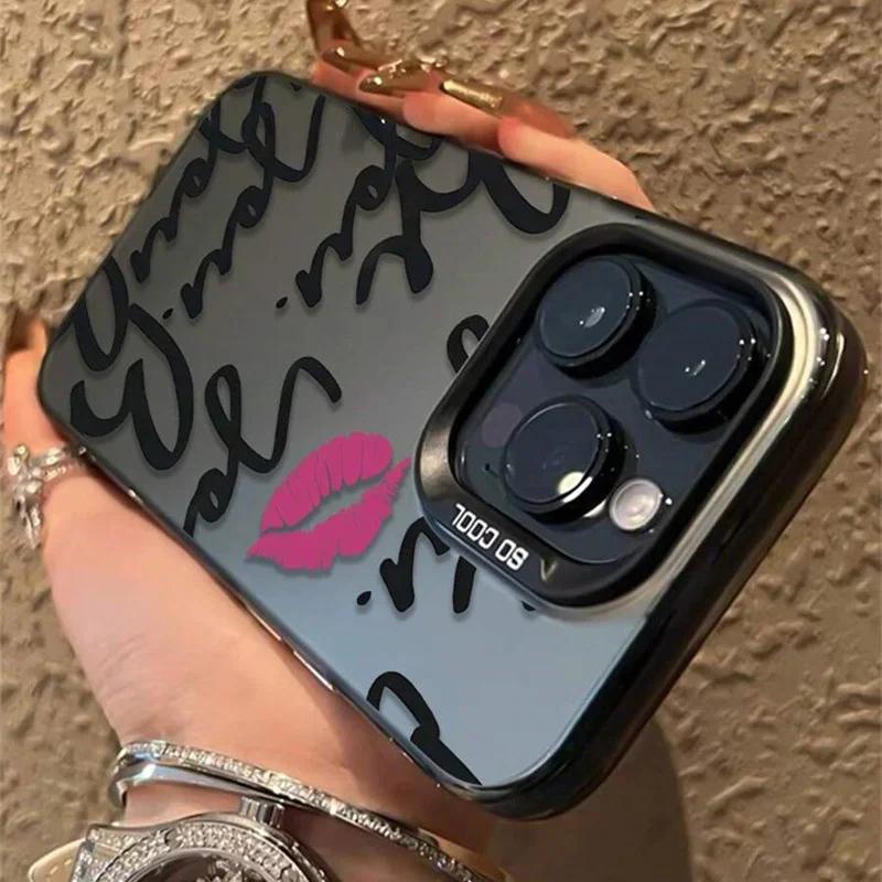 Чехол для телефона с надписью «English Letter Lips Label» для iPhone 16 15 Pro Max 14 13 12 11 Pro XR XS 7 8 16 Plus SE2, противоударный чехол