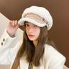 Winter Warm Fleece Beret Hats Thick Coldproof Octagonal Hat Vintage Solid Color Painter Cap for Women Daily Use EMA