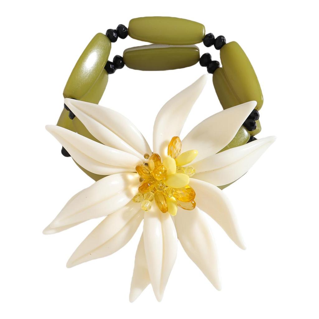 Европейские и американские серьги-гвоздики с белыми цветами и двухслойный чокер-ожерелье