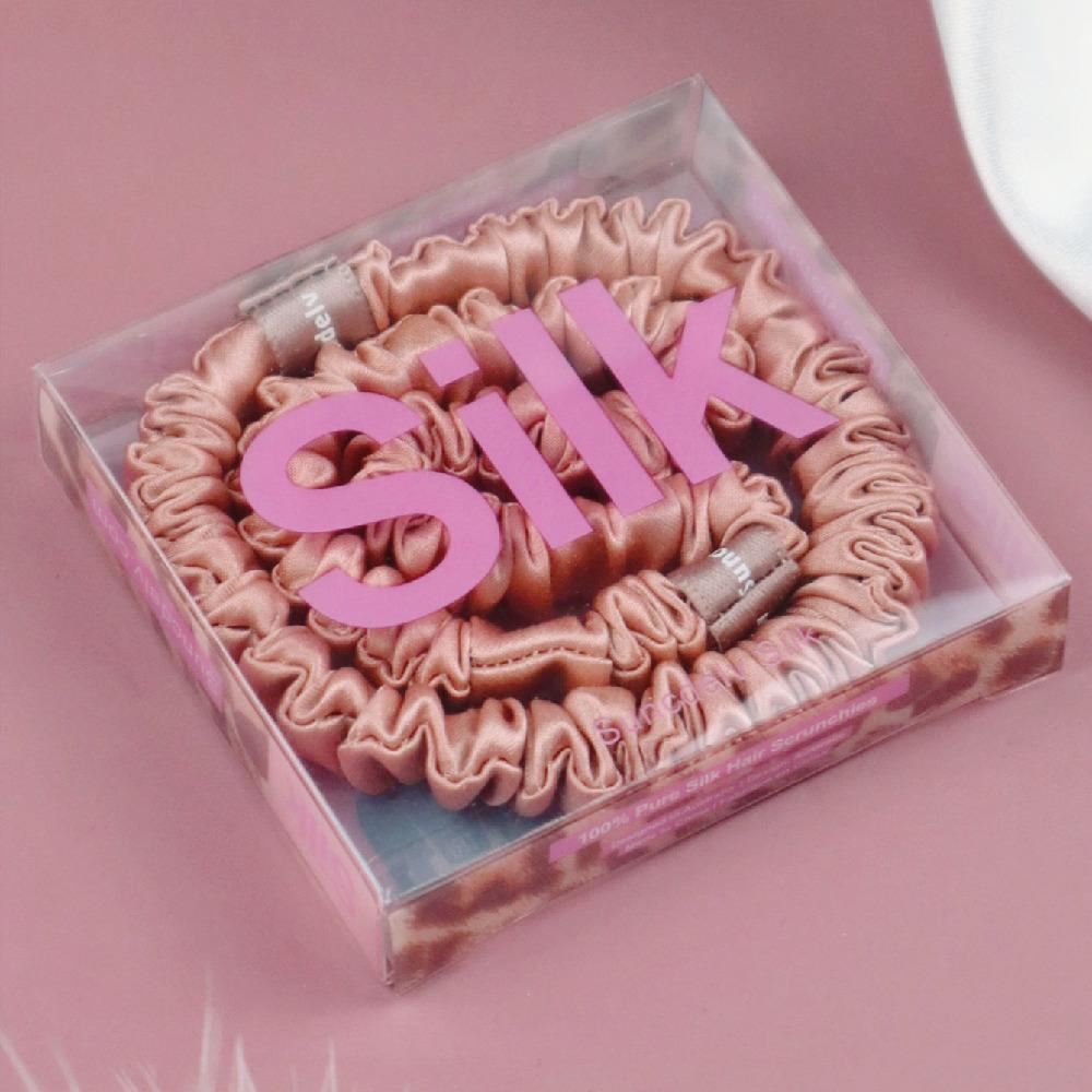 2PCS 100% Silk Hair Scrunchies For Women Girls High Quality Hair Ties HairBands Silk Suitable for Valentine's Day 22Momme Silk Hair Accessoires