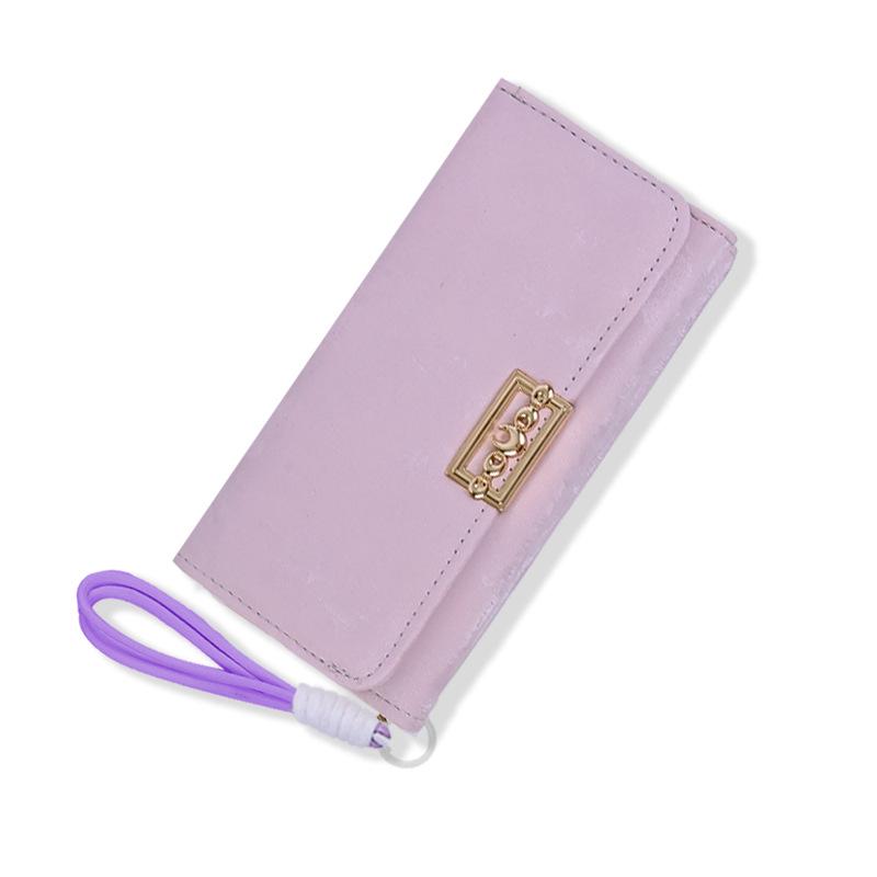 Women's Frosted Leather Tri-fold Clutch Wallet with Multi-card Slots