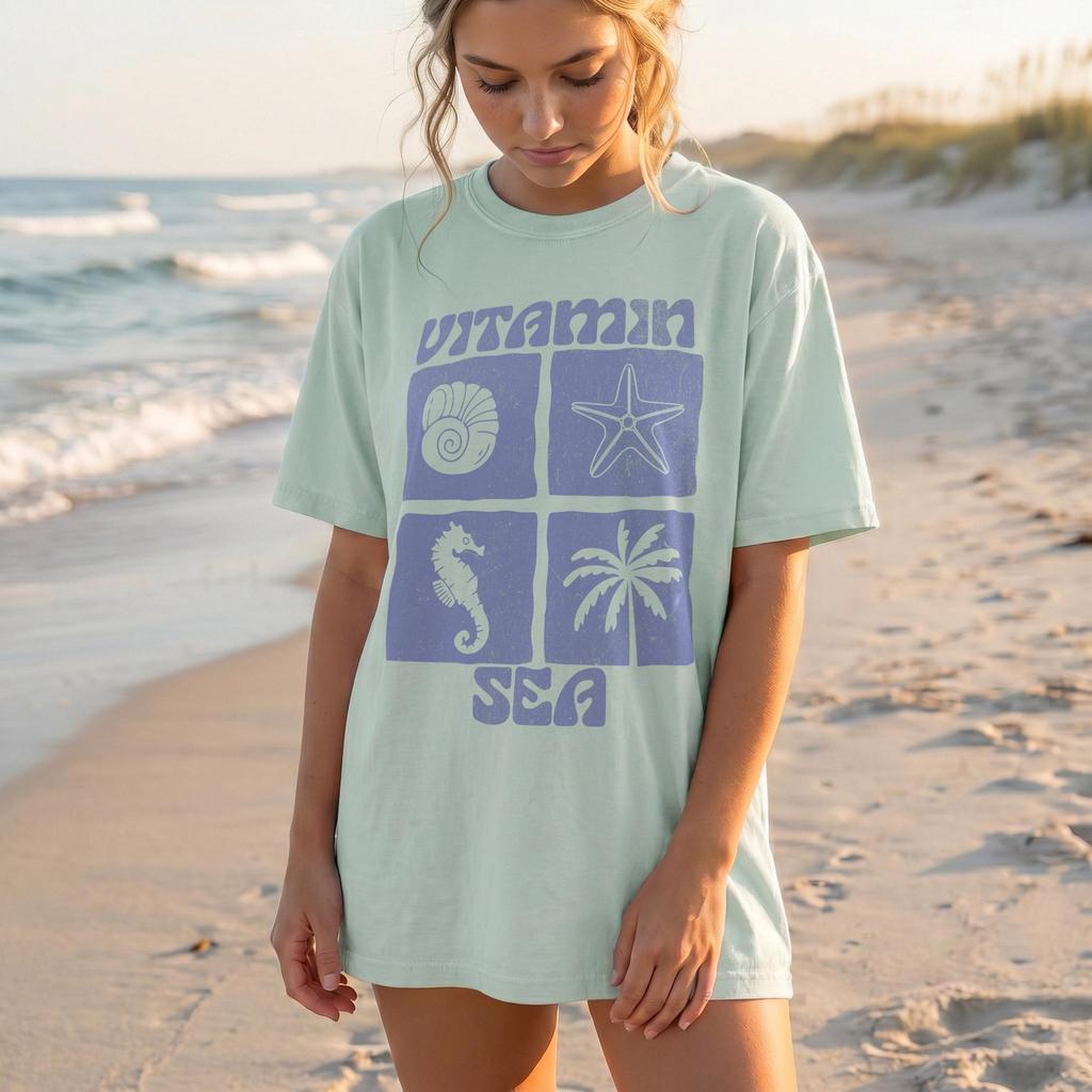 Vitamin Sea Summer Shirt, Comfort Colors® Beach Graphic Tee, Coastal Shirt Women