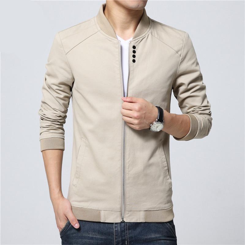 Весенне-осенняя мужская куртка, тонкая повседневная мужская хлопковая куртка, мужская повседневная тонкая с воротником-стойкой, молодежная