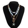 Baroque Multi-Layer Pearl Necklace with Starfish Alloy Pendant