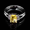 1 шт. серебристого цвета для женщин прямоугольной огранки желтый камень CZ кристалл коготь кольцо принцесса ювелирные изделия подарок