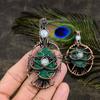Malachite, Moonstone Copper Wire Wrap Jewelry Pendant 3.15" Z0o43