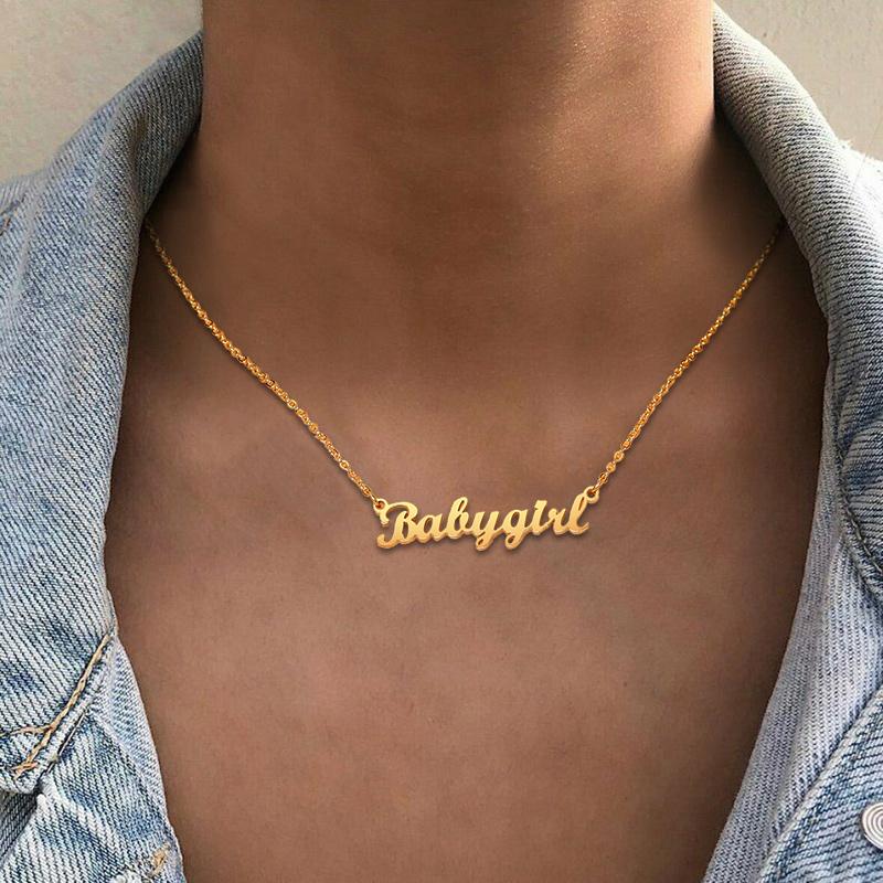 Vnox Personalized Name Necklace Custom Signature Necklace Custom Jewelry Women