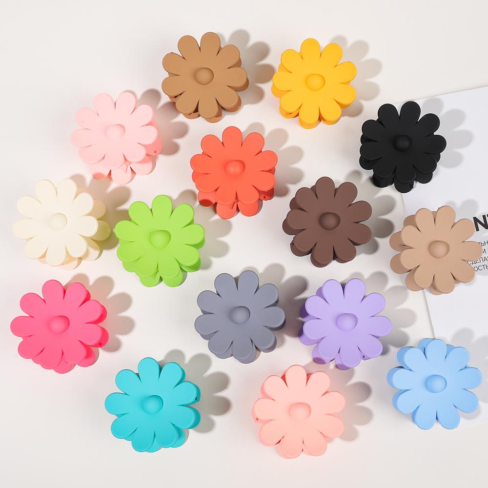 2023 New Chrysanthemum Matt Flower Plastic Hair Claw Clips Large Size for Women & Girls Thick Hair