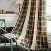 Christmas Buffalo Plaid Window Curtain Rod Pocket Semi Sheer Crochet Lace Curtains for Bedroom Living Room Farmhouse Decorations