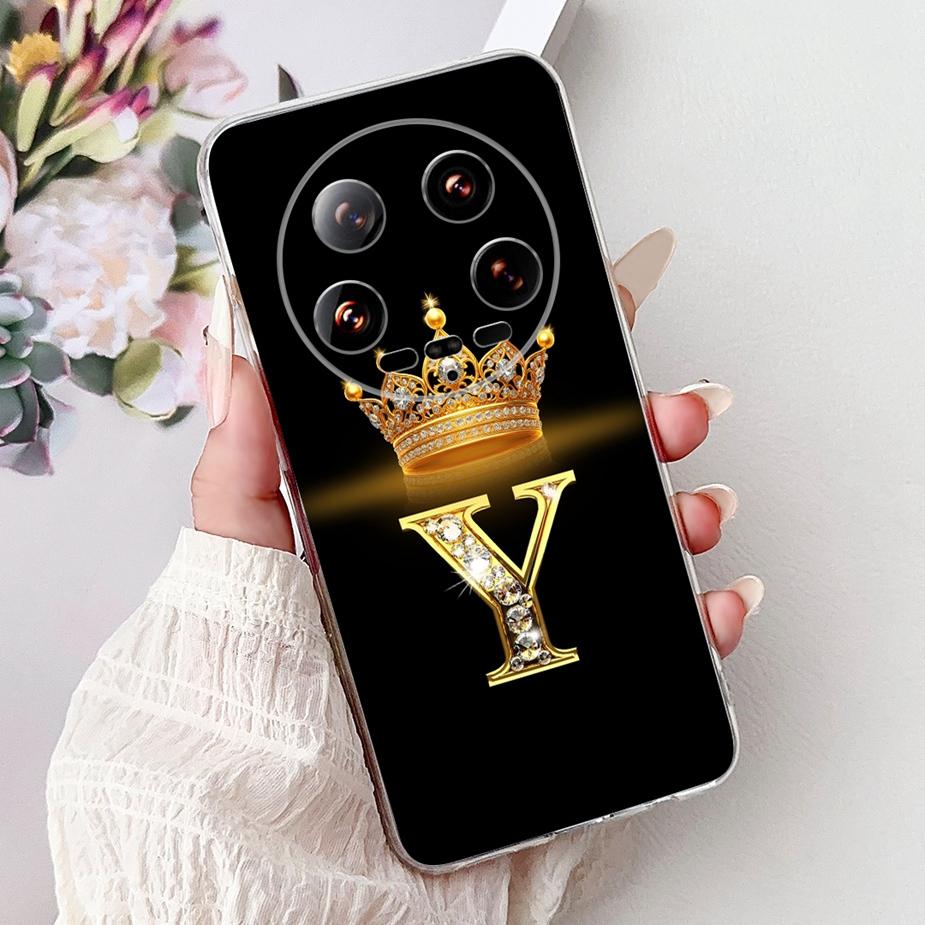 For Xiaomi 14 Ultra Case Mi 13 Ultra New Crown Letters Back Cover Soft Silicone Phone Case For Xiaomi 13 Ultra Mi 14Ultra Bumper