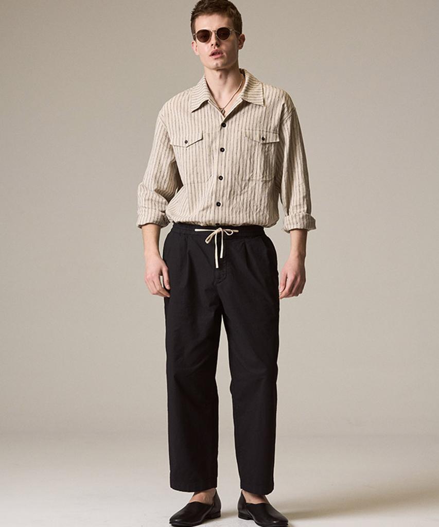 Лайеуэнаэнбилллу Рабочая рубашка-overshirt Льняная в полоску