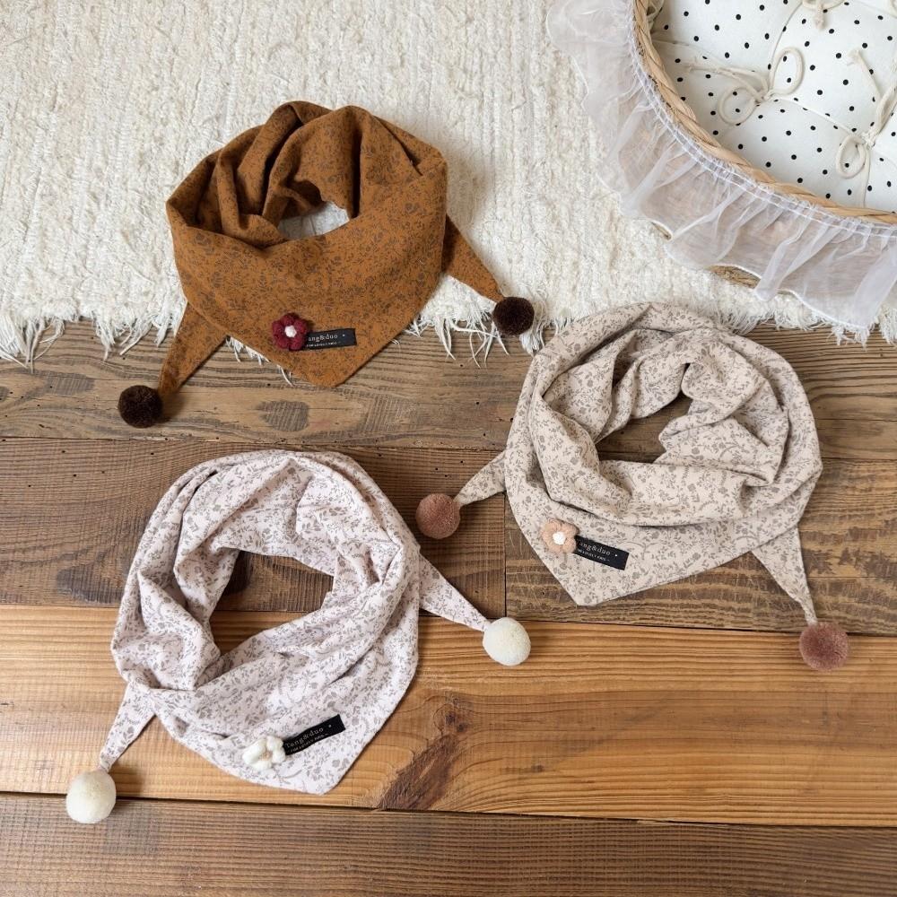 Double Pom Pom Kid Triangle Scarf Soft Skin-Friendly Neckscarf Simple Neck Warmer Winter