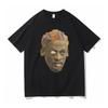 American street style Black head print short-sleeve T-shirt for men and women, loose street hip-hop rapper top