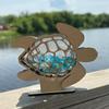 Sea Turtle Seaglass Display Box Wooden Tortoise Shell Holder Storage Keepsake Case Ocean Themed Collection Box Coastal Home Decoration