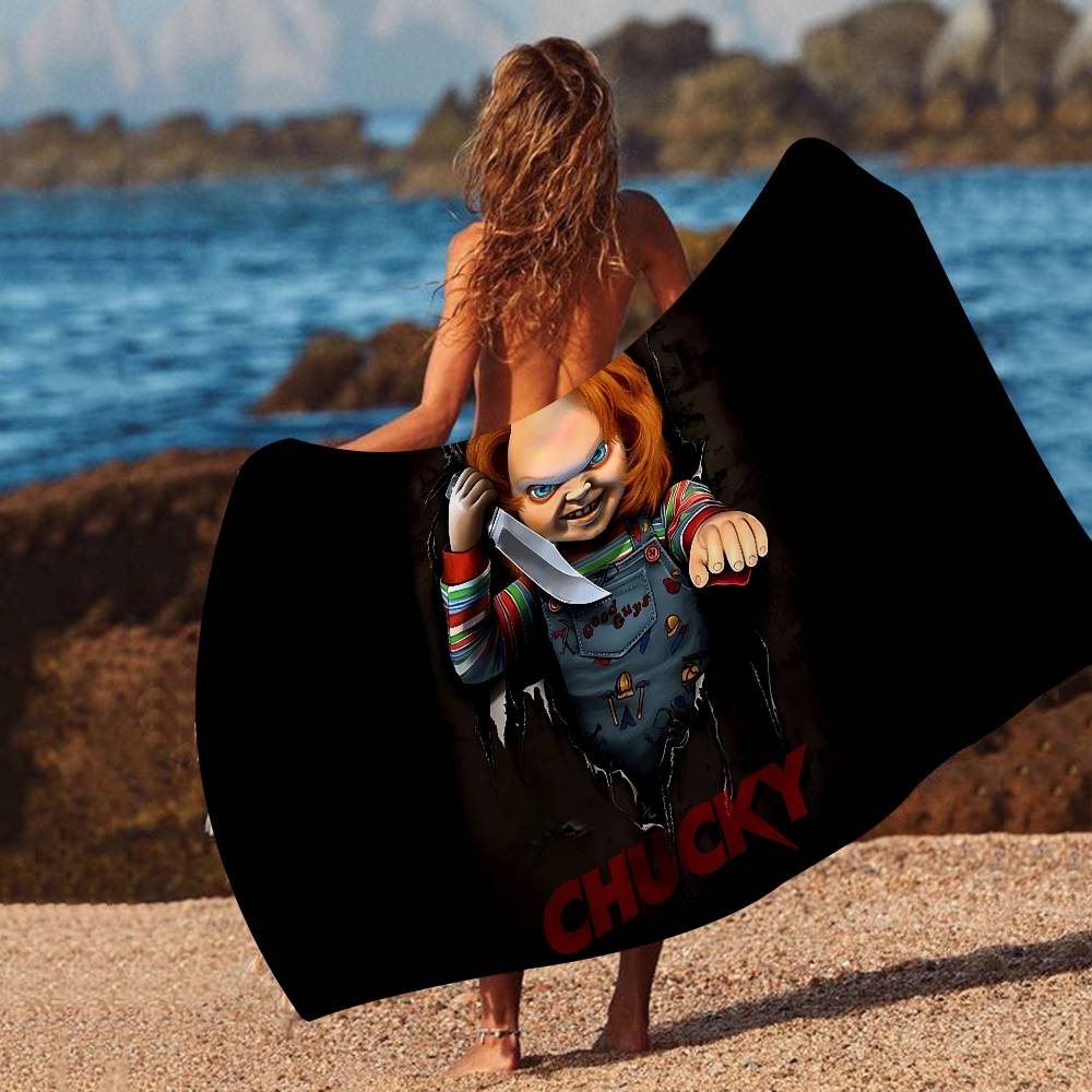 C-Chucky C-Child's P-Play Bath Towel Microfiber Soft Water Absorbing Breathable For Girl Kids Decorative Cartoon Beach Towel