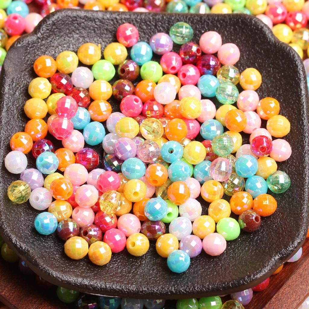 50 шт. 6 мм акриловые AB многогранные круглые шарики россыпью для изготовления браслета, ожерелья