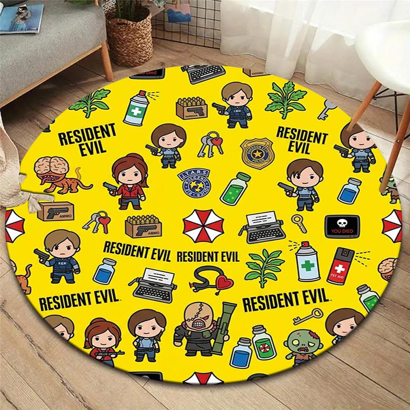 Resident Evil Round Area Rug Carpet Rug For Living Room Bedroom Sofa Playroom Decor Nonslip Floor Mat