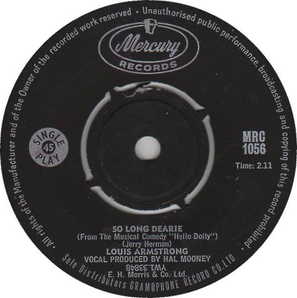 7-дюймовая пластинка LOUIS ARMSTRONG So Long Dearie MRC1056 Mercury 1964 Южная Африка Джаз Б/у
