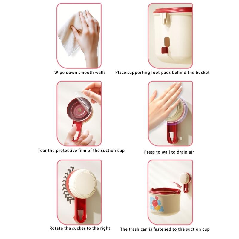 Портативное настольное мусорное ведро с присоской, настенное мусорное ведро, корзина для полотенец для умывания лица для стола, ванной комнаты и кухни