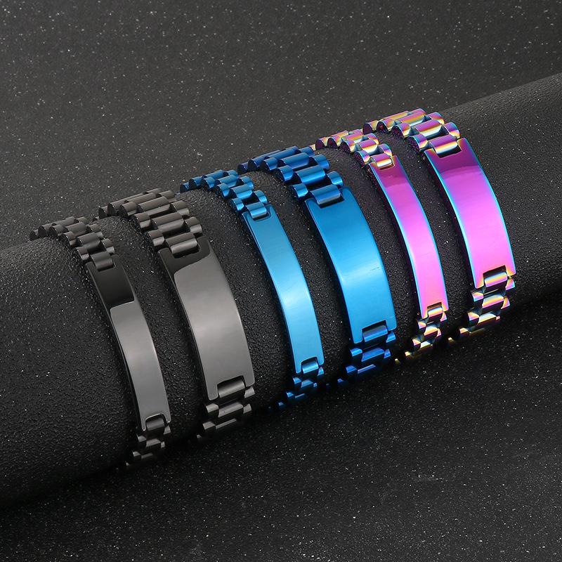 Мужской регулируемый браслет-бенгл из титановой стали в корейском стиле с гравировкой