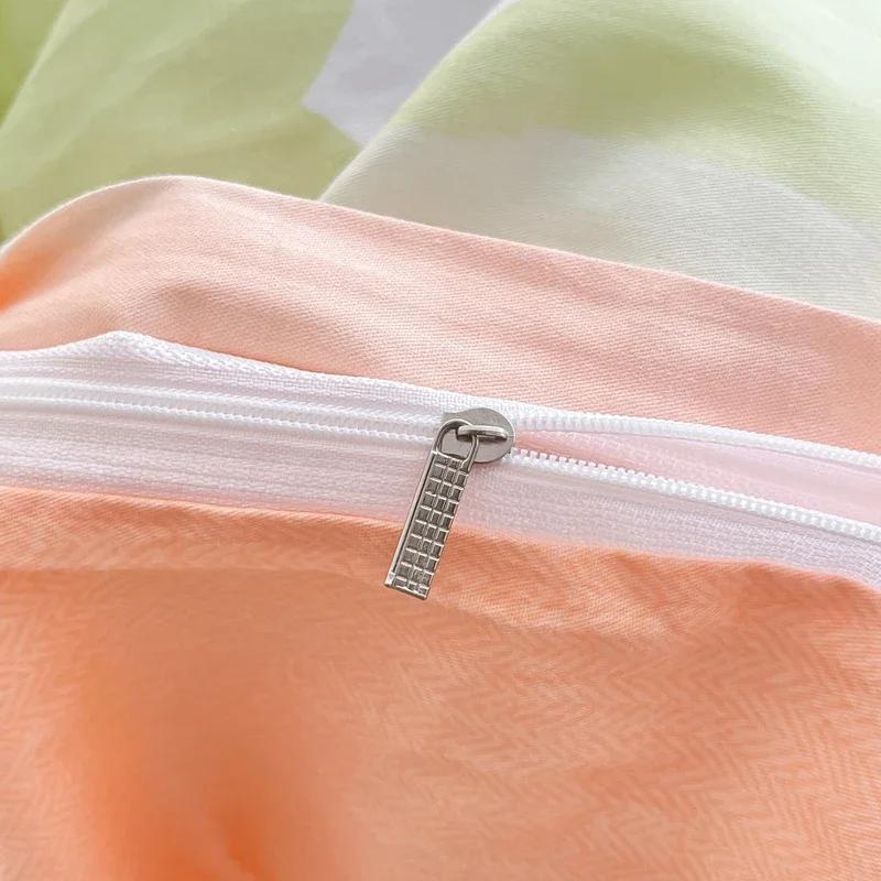 Комплект постельного белья из 3 предметов с цветными цветами в мультяшном стиле из 100% хлопка, мягкий и приятный на ощупь, с 2 наволочками