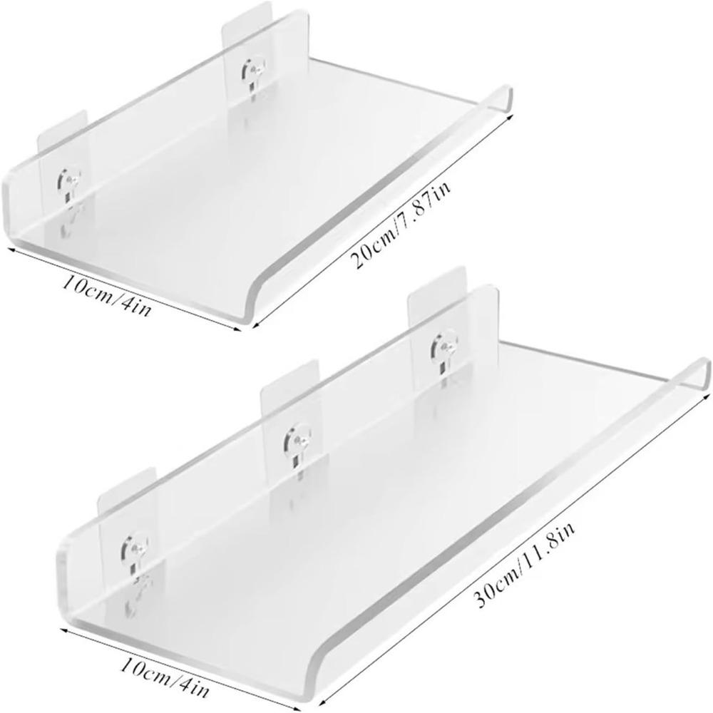 with Stickers Wall Mounted Shelf Space Saver Floating Bookshelves Acrylic Clear Rack  Home