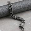 Мужской браслет-цепочка из матовой нержавеющей стали шириной 12 мм с черепом, мужской браслет-цепочка в стиле панк-рок, готический браслет со скелетом, мужской браслет для мальчиков