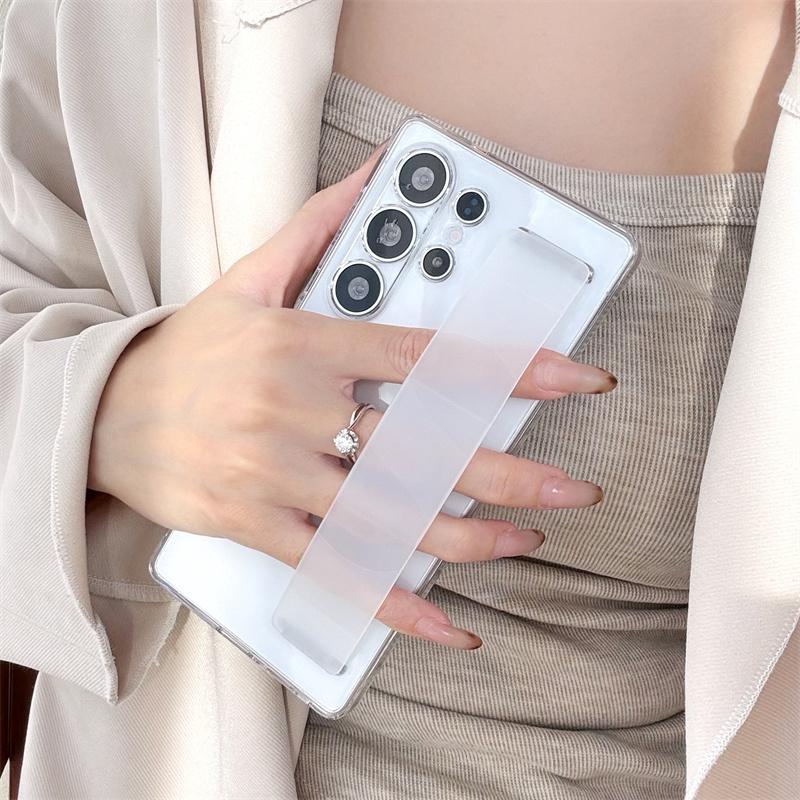 Роскошный матовый эластичный силиконовый ремешок для телефона Samsung S25 S24 S23 Ultra S25 Plus Жесткий ПК Прозрачный противоударный чехол