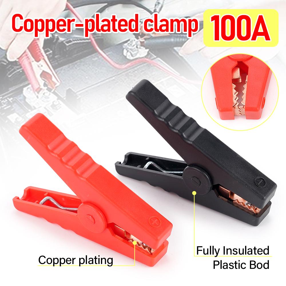 2Pcs 100A Heavy Duty Copper Alligator Clips Terminal Electrical Battery Crocodile Clamp Test Connector for Jumper Cables