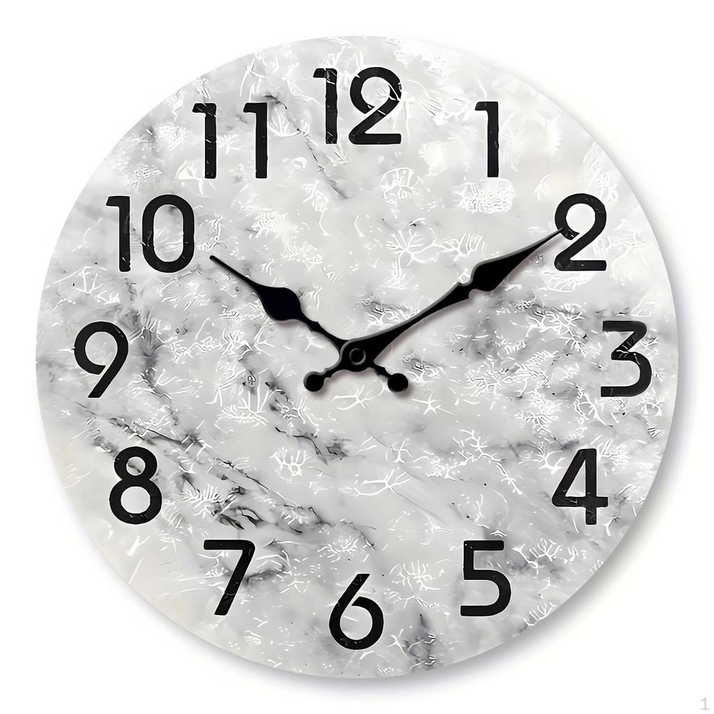 Wood Grain Wall Clock Decorative Vintage Powered Home Decor Floral