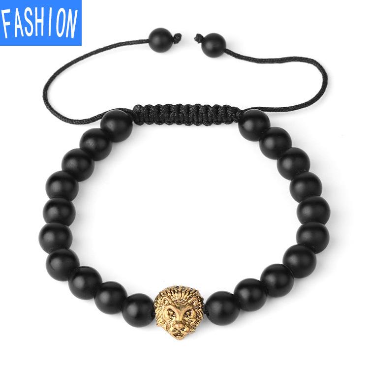 Natural Yellow Tiger Eye Animal Charm Gold Plated Brown Hip Hop Geometric Adjustable Woven Bracelet Adjustable