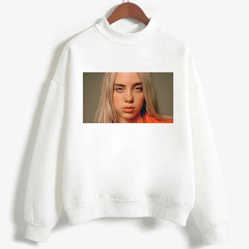 Женская толстовка Billie Eilish с капюшоном, однотонная, с длинным рукавом, свободная водолазка с капюшоном и надписью