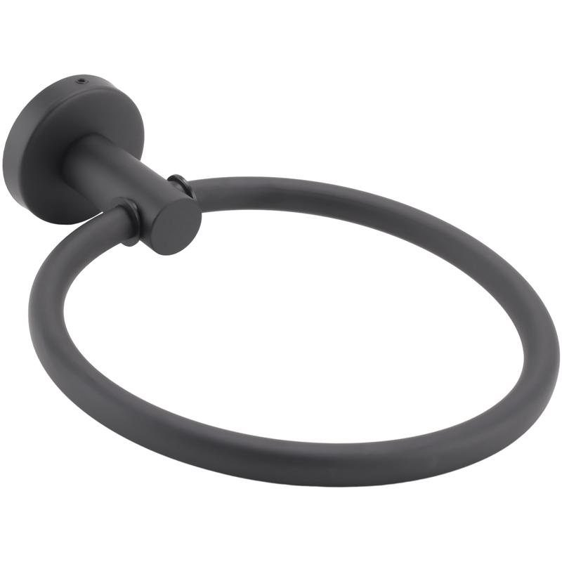 A03F-2X Towel Ring For Bathroom, Hand Towel Holder Round Towel Hanger Wall Mount 304 Stainless Steel Brushed Finish(Black)
