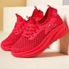 Модные Новые Летние Дышащие Сетчатые Повседневные Туфли Женские С Перфорацией Красные Кроссовки Женские Легкие Клинья Платформа Толстая Подошва Кроссовки