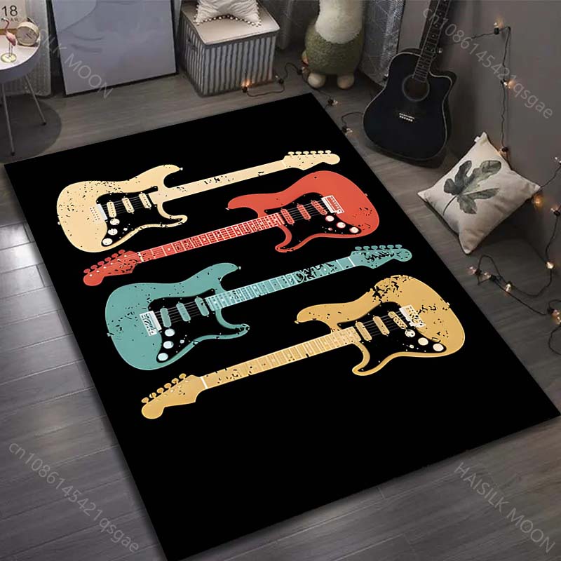Music Life Musical Instruments Print Carpet for Living Room Bedroom Sofa Doormat Decor Area Rug Non-slip Floor Mat for Gifts