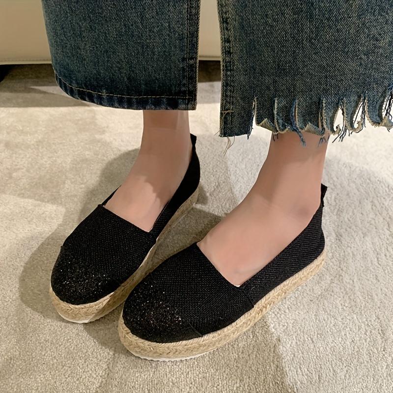 Женские эспадрильи, прогулочные туфли без шнуровки с блестками, повседневные кроссовки на платформе на толстой подошве для музыкального фестиваля