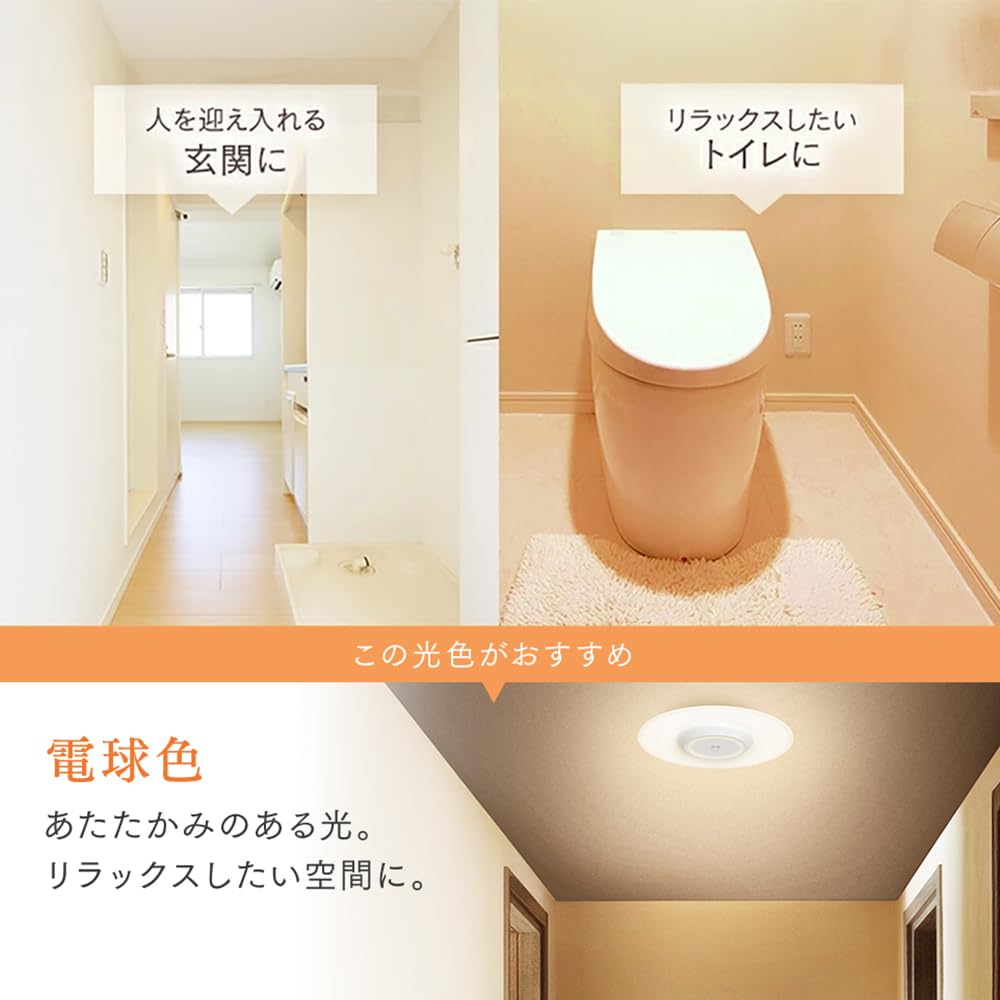Iris Ohyama LED Ceiling Light SCL190L-MS-P Small Thin Panel Eye-Friendly Entrance Hall Corridor Toilet Washroom 1900lm Warm Light Human Sensor