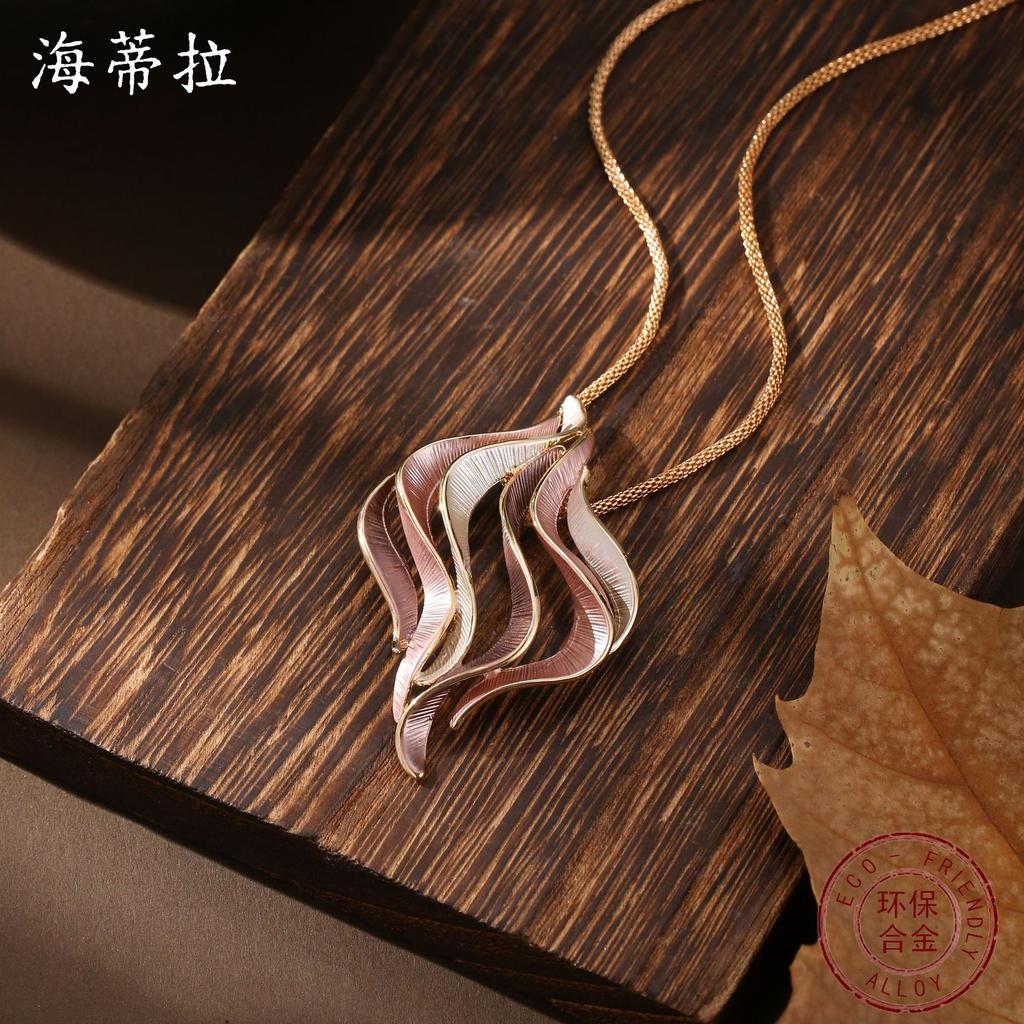 Новый эмалевый цвет полый геометрический линейный кулон женская мода высокое чувство нерегулярная линия предмет шейная цепочка